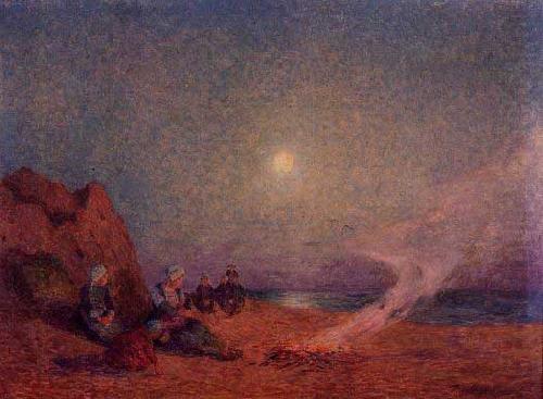 Le Pouldu, Woman on the Beach beside a Fire, unknow artist